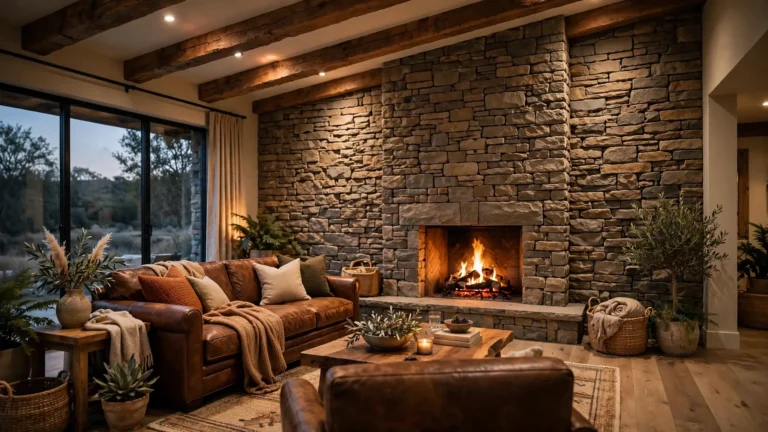 Stone Wall Interior Design Living Room: 10 Ideas with Timeless Texture